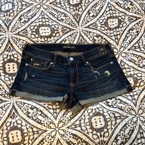Abercrombie & Fitch Dark Indigo Rolled Hem Denim Shorts